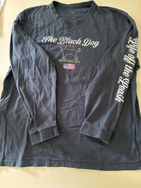 The Black Dog  Long Sleeve Graphic Shirt with White Script Life of Leash